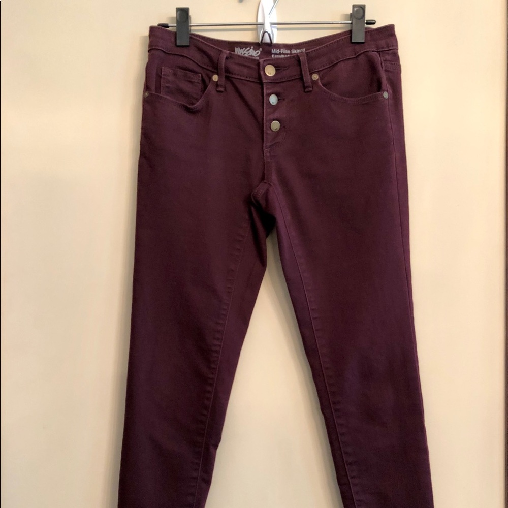 Mossimo Mid Rise Skinny Burgandy Pants